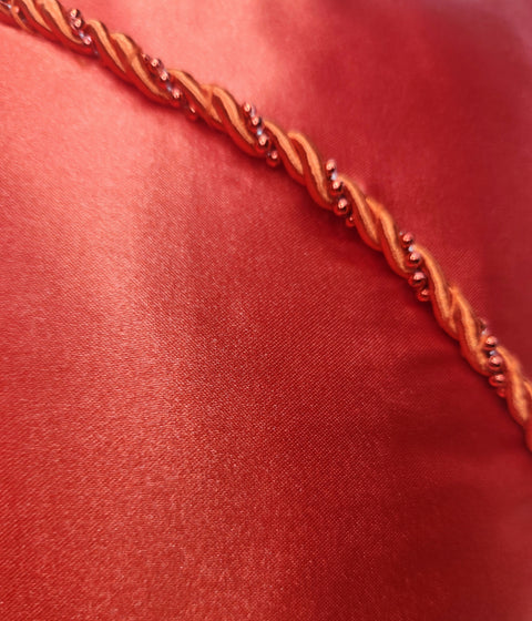 (LTG) Elegant Scarlet Beaded Pillow