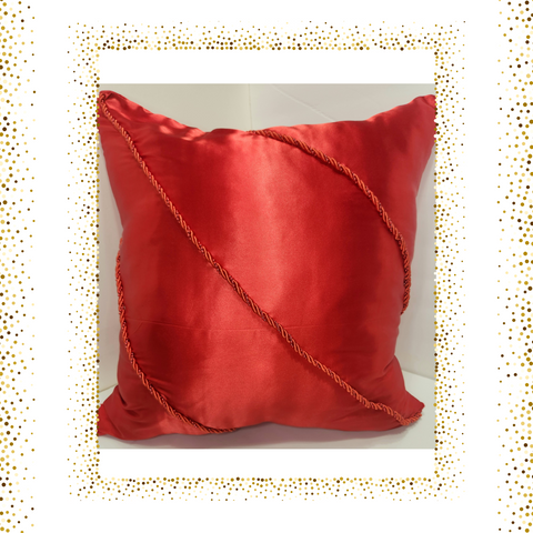 (LTG) Elegant Scarlet Beaded Pillow
