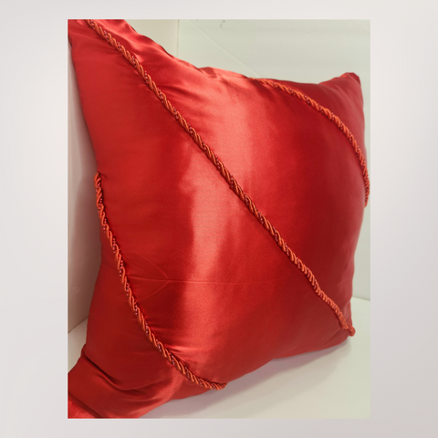 (LTG) Elegant Scarlet Beaded Pillow
